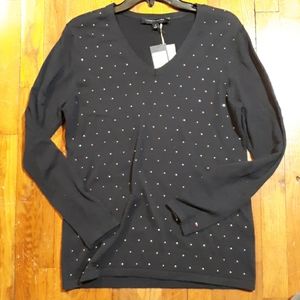 Nwt Tommy HILFIGER blue gold dots pullover M